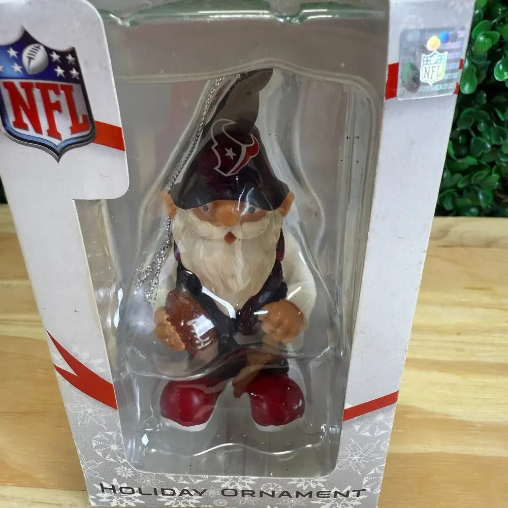 NIB Houston Texans Christmas Ornament NFL Gnome Football Holiday Elf